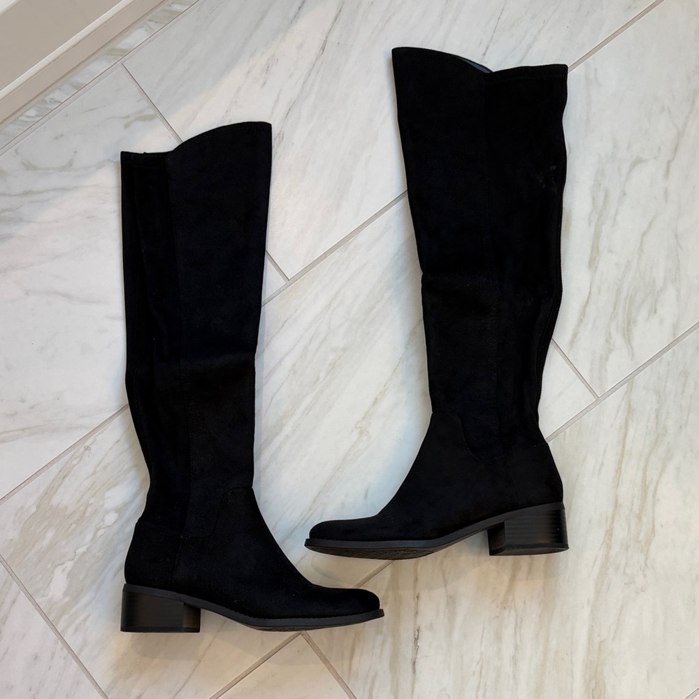 Over the Knee Suede Black Boots